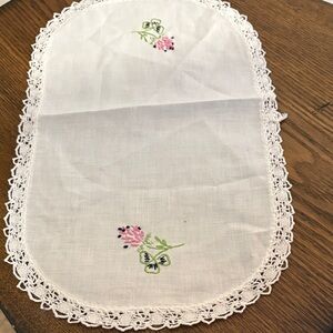 Embroidered floral White Lace Table Runner